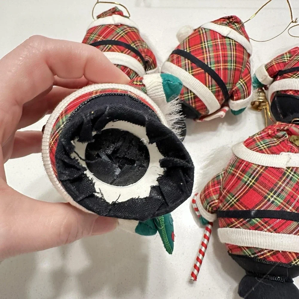 Vintage Santa Claus Plaid Egg Shaped ‎ Christmas Tree Ornaments 5